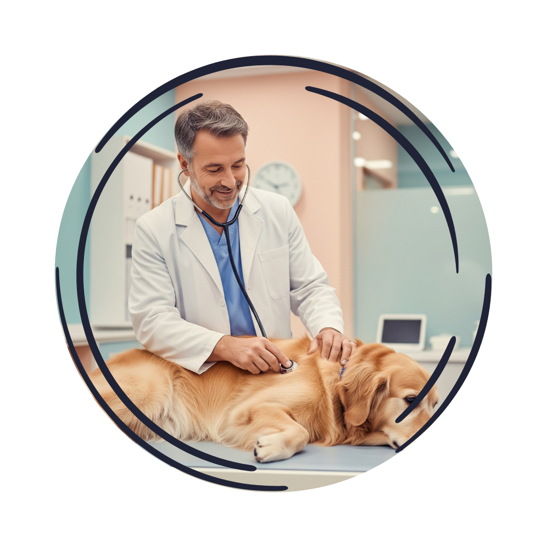 Wellness Exams-2 Vet feeling a dog on an exam table
